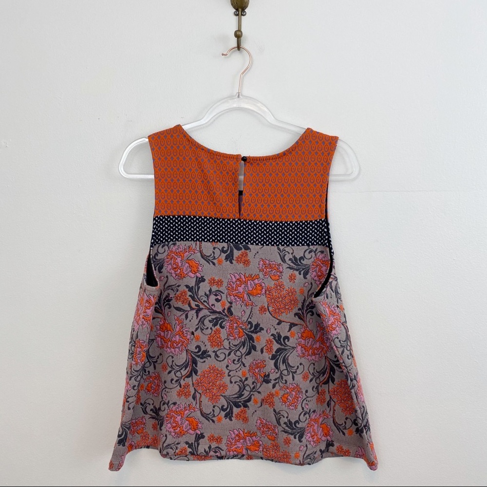 Anthropologie Orange and Blue Floral Tank Top - Picture 8 of 15